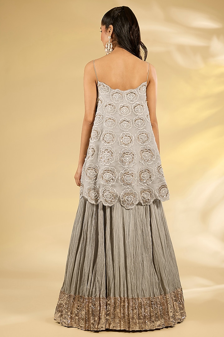 Ice Blue Silk Bridal Lehenga Set by Faabiiana at Pernia's Pop Up Shop