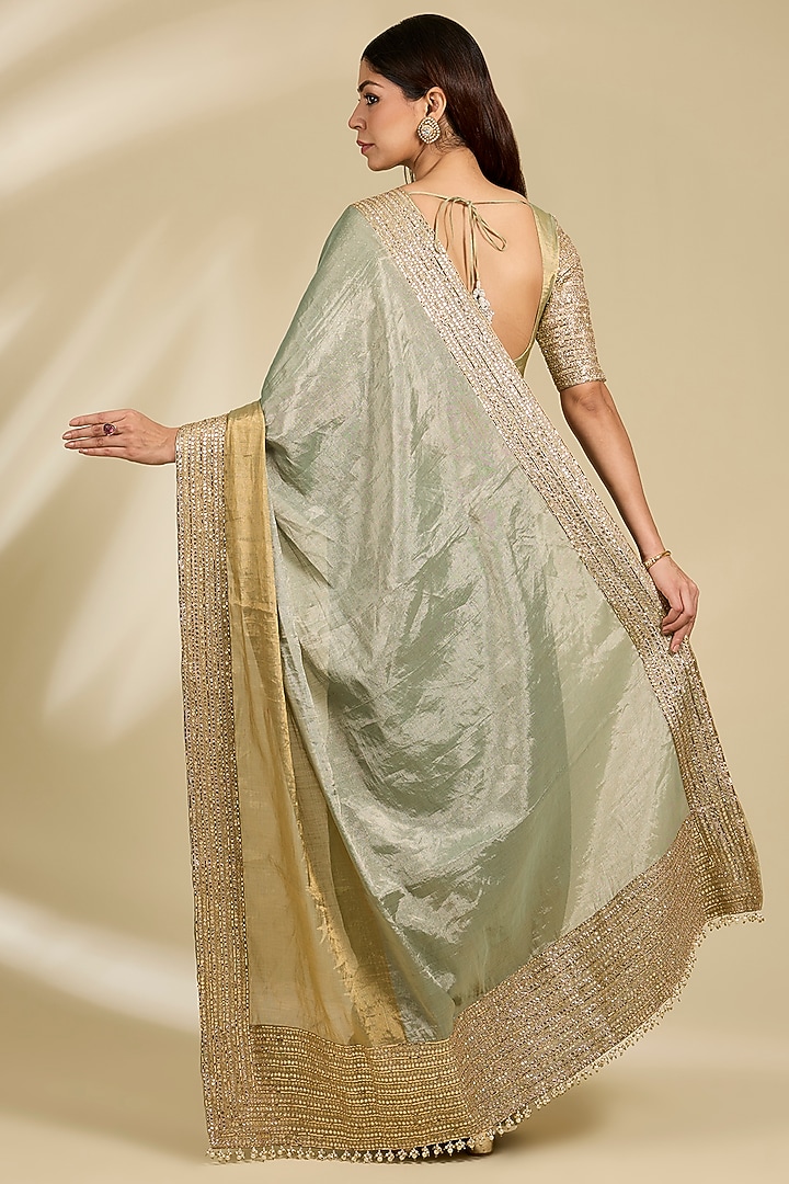 Grey Banarasi Tissue Reception Saree Set by Faabiiana at Pernia's Pop Up Shop
