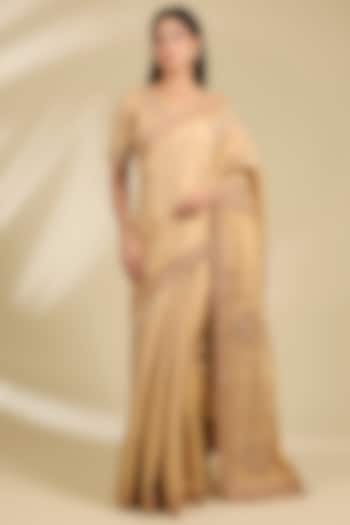 Golden Banarasi Tissue Bridal Saree Set by Faabiiana at Pernia's Pop Up Shop