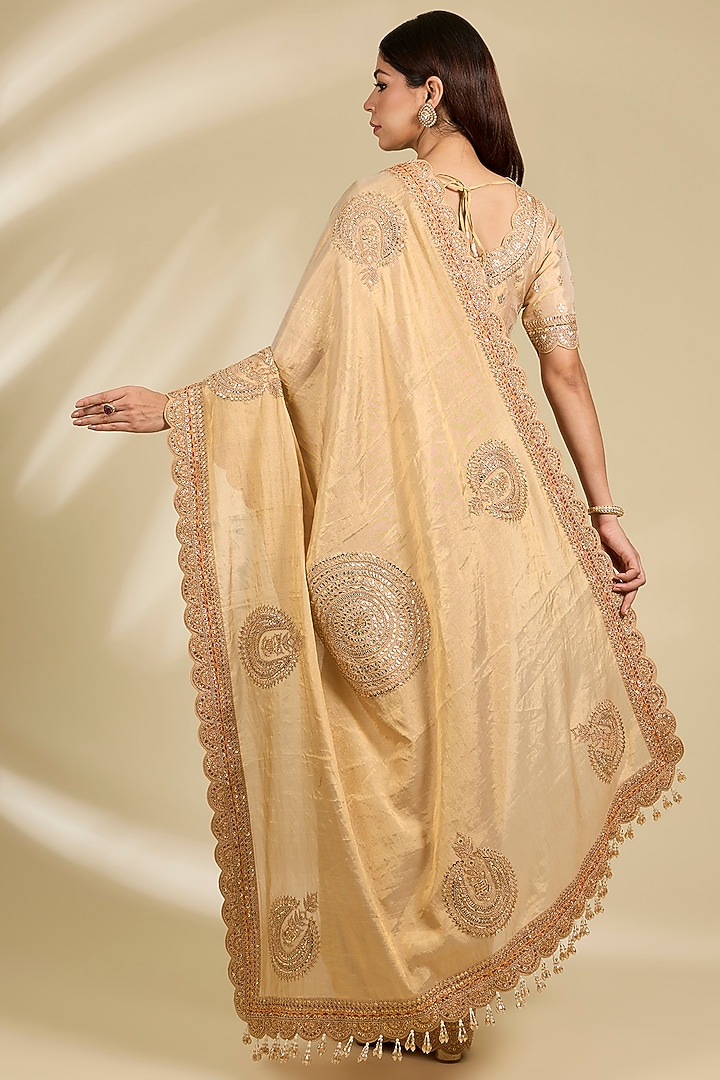 Golden Banarasi Tissue Bridal Saree Set by Faabiiana at Pernia's Pop Up Shop