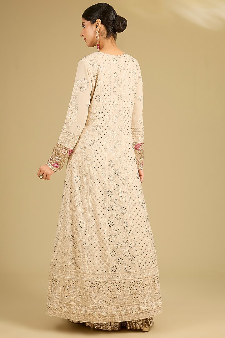 Ivory Lucknowi Bridal Anarkali Set by Faabiiana at Pernia's Pop Up Shop