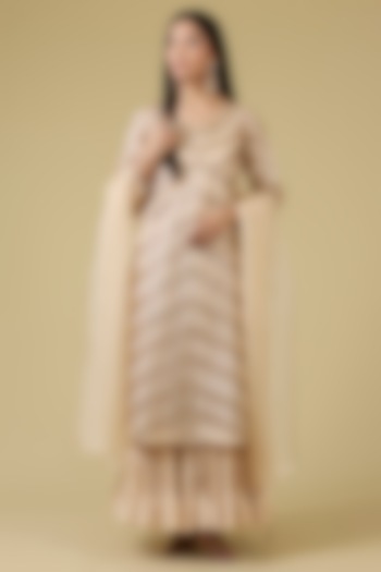 Pink Organza Embroidered Kurta Set by Faabiiana at Pernia's Pop Up Shop