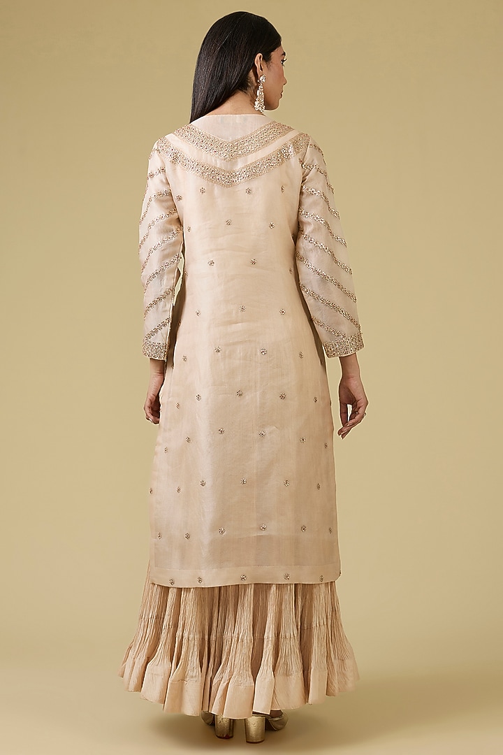 Pink Organza Embroidered Kurta Set by Faabiiana at Pernia's Pop Up Shop