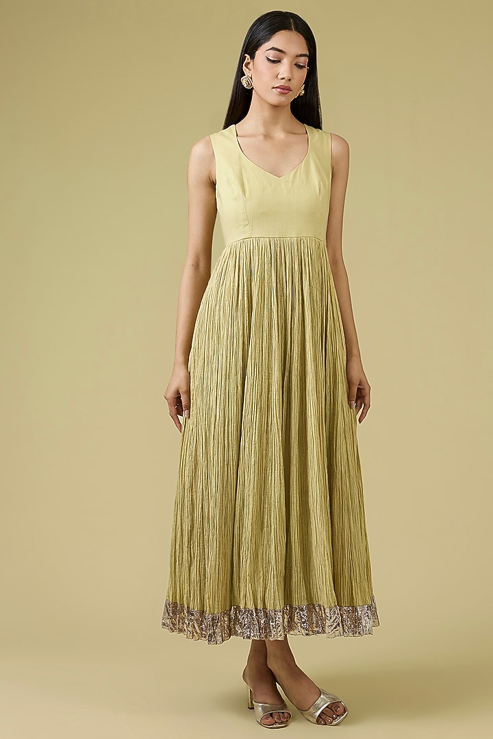 Sage Green Organza Mukaish Work Kurta by Faabiiana at Pernia's Pop Up Shop