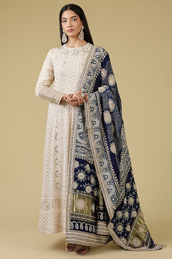 Ivory Chikankari Bridal Anarkali Set by Faabiiana at Pernia's Pop Up Shop