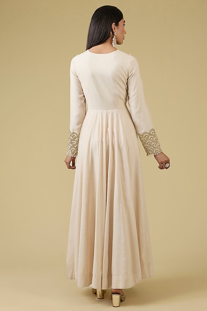Powder Pink Moonga Silk Bridal Anarkali Set by Faabiiana at Pernia's Pop Up Shop