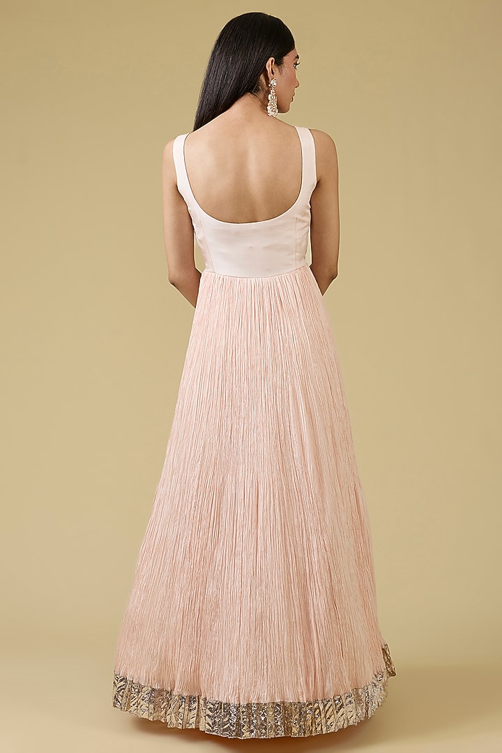 Pink Crushed Embroidered Party Wear Dress With Jacket by Faabiiana at Pernia's Pop Up Shop