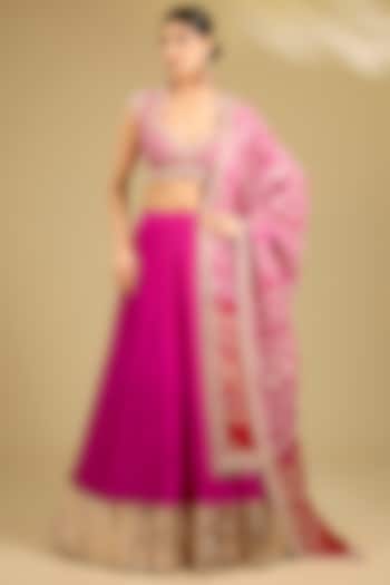 Pink Silk Bridal Lehenga Set by Faabiiana at Pernia's Pop Up Shop