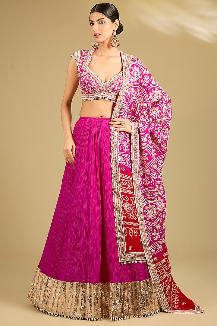 Pink Silk Bridal Lehenga Set by Faabiiana at Pernia's Pop Up Shop