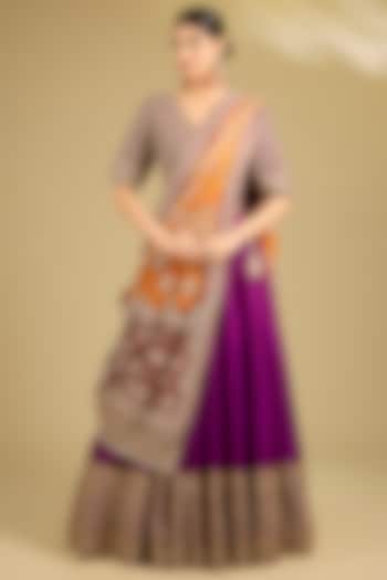 Purple Dupion Silk Bridal Lehenga Set by Faabiiana at Pernia's Pop Up Shop
