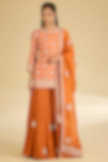 Orange Dupion & Silk Skirt Set by Faabiiana at Pernia's Pop Up Shop
