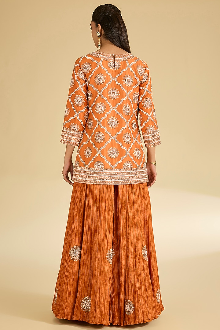 Orange Dupion & Silk Skirt Set by Faabiiana at Pernia's Pop Up Shop