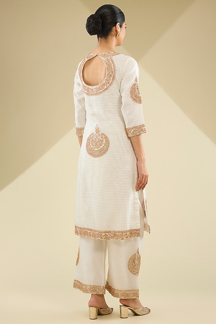 White Chanderi Kurta Set by Faabiiana at Pernia's Pop Up Shop