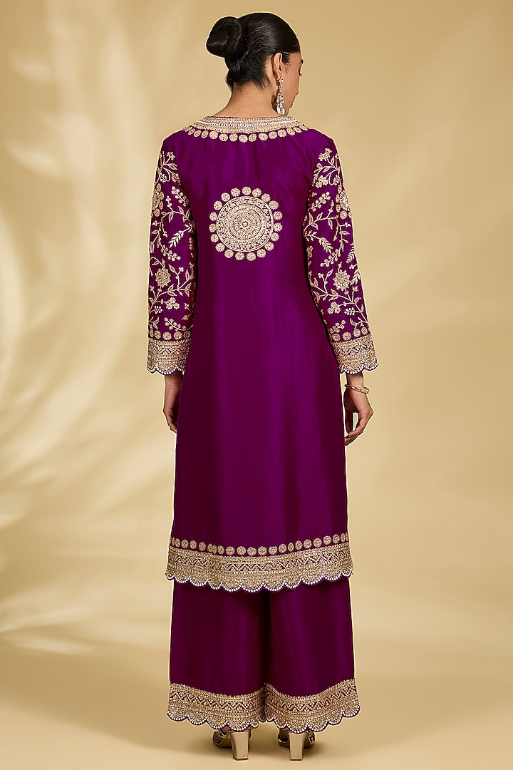 Purple Silk Kurta Set by Faabiiana at Pernia's Pop Up Shop