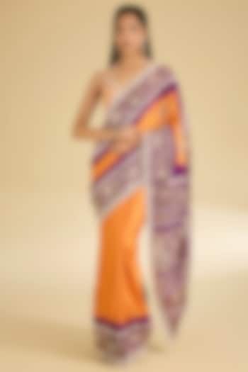 Orange & Red Gajji Silk Reception Saree Set by Faabiiana at Pernia's Pop Up Shop