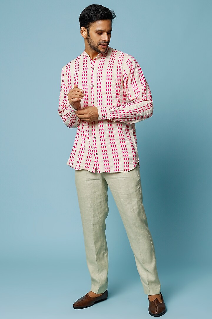 Pink Handloom Cotton Summer Shirt by FANCY PASTELS at Pernia's Pop Up Shop