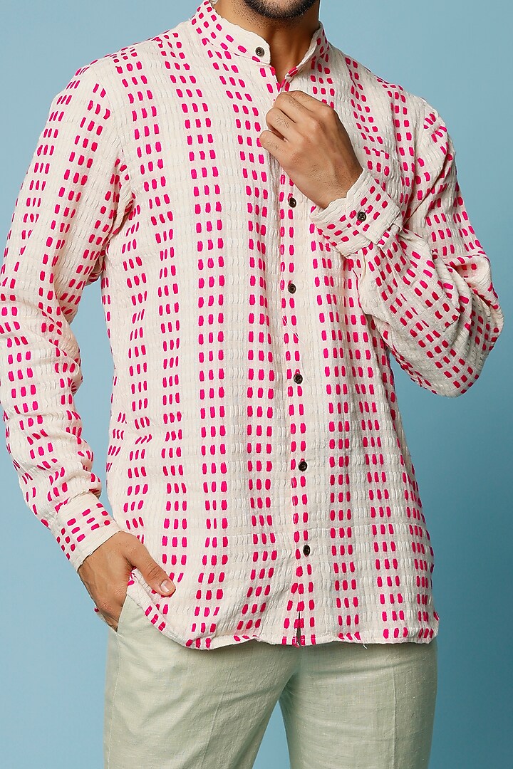 Pink Handloom Cotton Summer Shirt by FANCY PASTELS at Pernia's Pop Up Shop