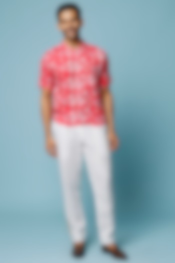 Pink Hand Block Printed Summer Shirt by FANCY PASTELS at Pernia's Pop Up Shop