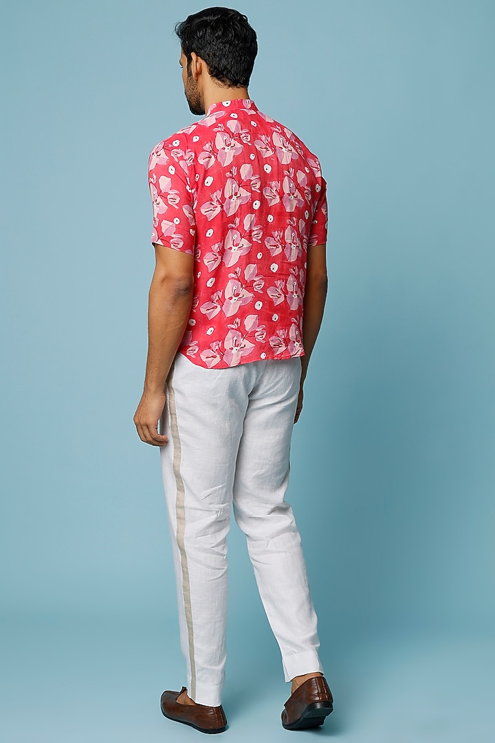 Pink Hand Block Printed Summer Shirt by FANCY PASTELS at Pernia's Pop Up Shop