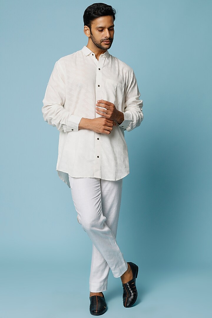 White Embroidered Summer Shirt by FANCY PASTELS at Pernia's Pop Up Shop