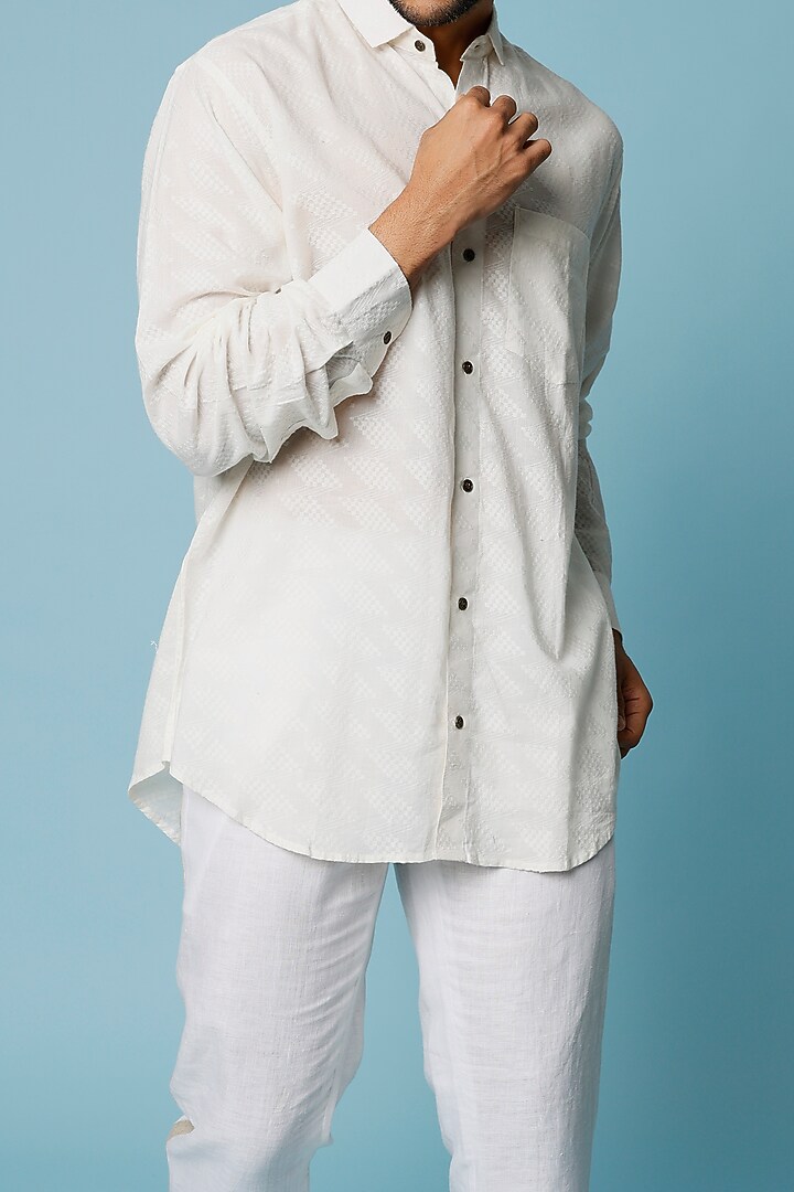 White Embroidered Summer Shirt by FANCY PASTELS at Pernia's Pop Up Shop