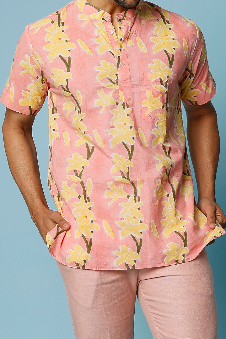 Pink Pure Cotton Printed Summer Shirt by FANCY PASTELS at Pernia's Pop Up Shop