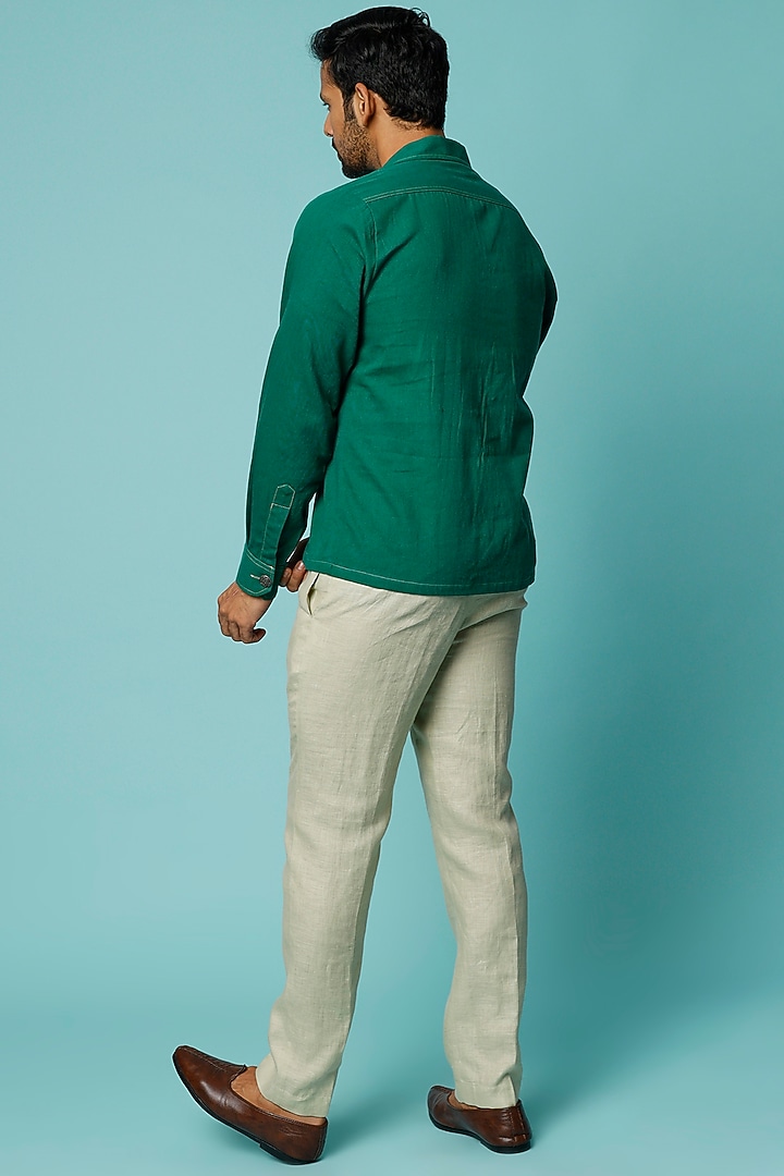 Green Drill Summer Shirt by FANCY PASTELS at Pernia's Pop Up Shop