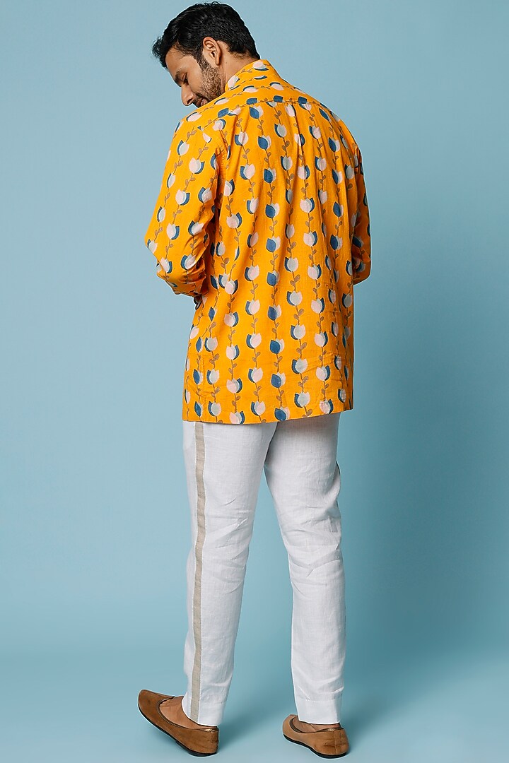 Yellow Printed Summer Shirt by FANCY PASTELS at Pernia's Pop Up Shop