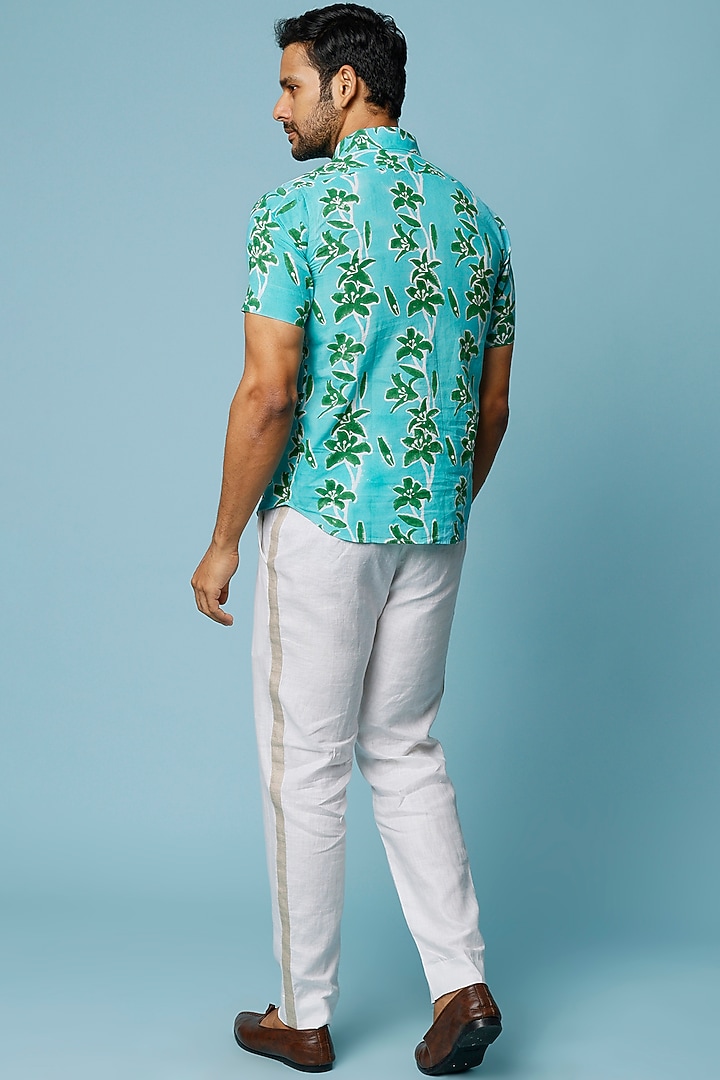 Blue Floral Printed Summer Shirt by FANCY PASTELS at Pernia's Pop Up Shop