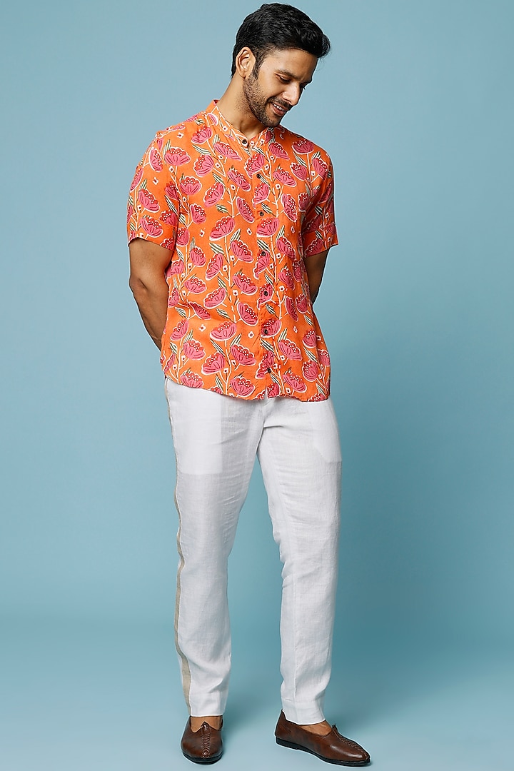 Orange Printed Shirt by FANCY PASTELS at Pernia's Pop Up Shop