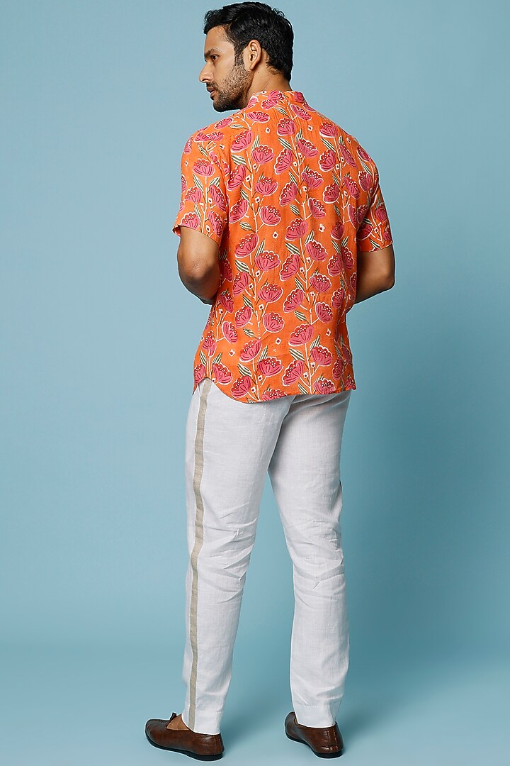 Orange Printed Summer Shirt by FANCY PASTELS at Pernia's Pop Up Shop