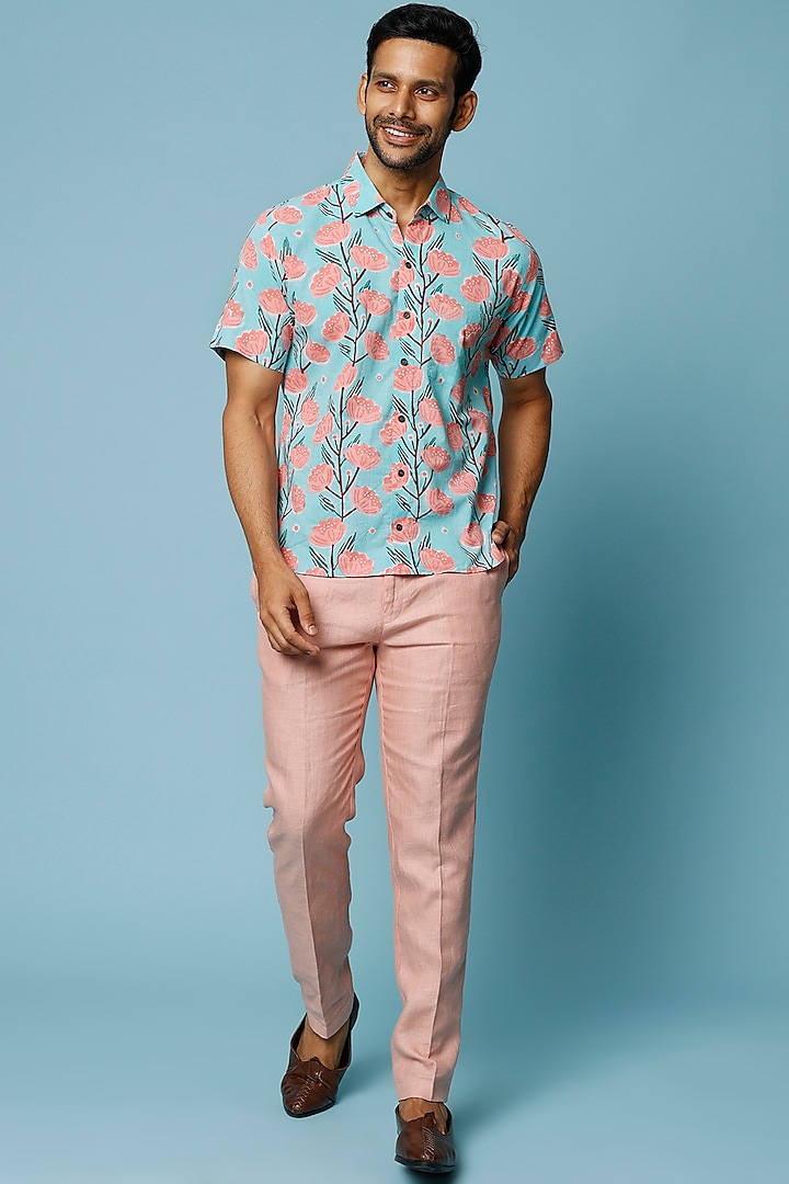 Blue & Pink Printed Shirt by FANCY PASTELS