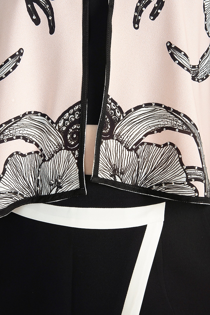 Pale Pink Cape With Black Tube Top & Trouser Pants by Farah Sanjana at Pernia's Pop Up Shop
