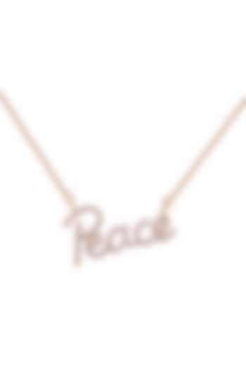 18kt Rose Gold Finish Round Diamond Peace Word Pendant Chain by Faith By ASM at Pernia's Pop Up Shop