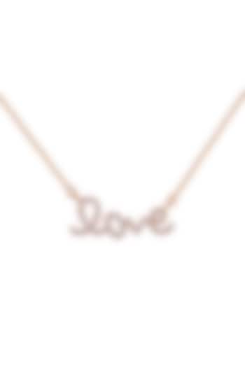 18kt Rose Gold Finish Round Diamond Love Word Pendant Chain by Faith By ASM at Pernia's Pop Up Shop