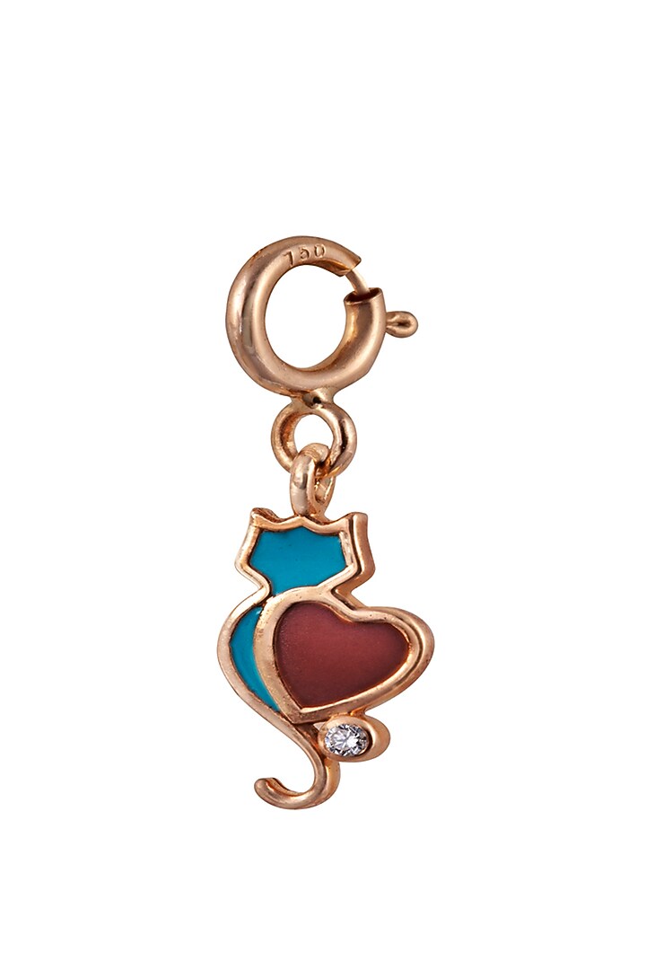18kt Rose Gold Finish Diamond & Gemstone Feline Love Charm by Faith By ASM at Pernia's Pop Up Shop