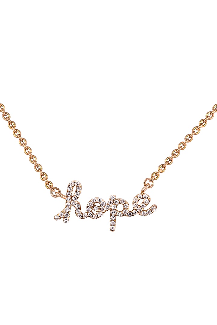 18kt Rose Gold Finish Round Diamond Hope Word Pendant Chain by Faith By ASM at Pernia's Pop Up Shop