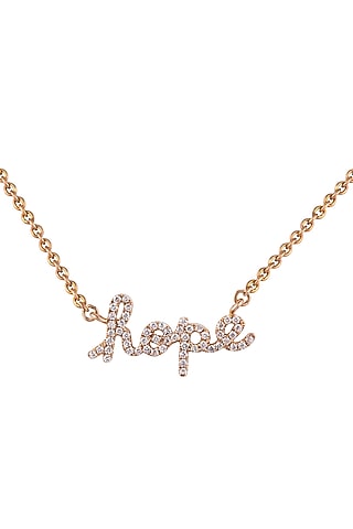 18kt Rose Gold Finish Round Diamond Hope Word Pendant Chain by Faith By ASM