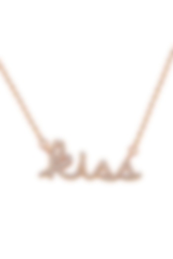 18kt Rose Gold Finish Round Diamond Kiss Word Pendant Chain by Faith By ASM at Pernia's Pop Up Shop