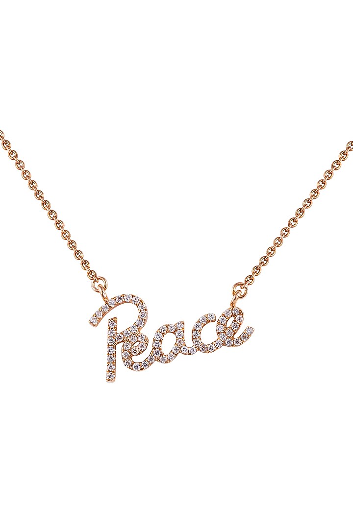 18kt Rose Gold Finish Round Diamond LOL Word Pendant Chain by Faith By ASM at Pernia's Pop Up Shop
