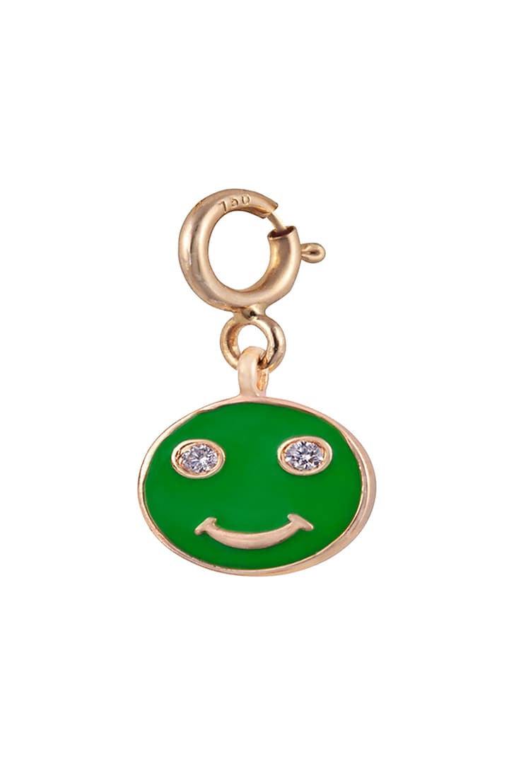 18kt Rose Gold Finish Round Diamond Smiley Charm by Faith By ASM at Pernia's Pop Up Shop