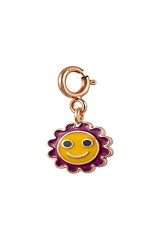 18kt Rose Gold Finish Enameled Gemstone Sunflower Charm by Faith By ASM