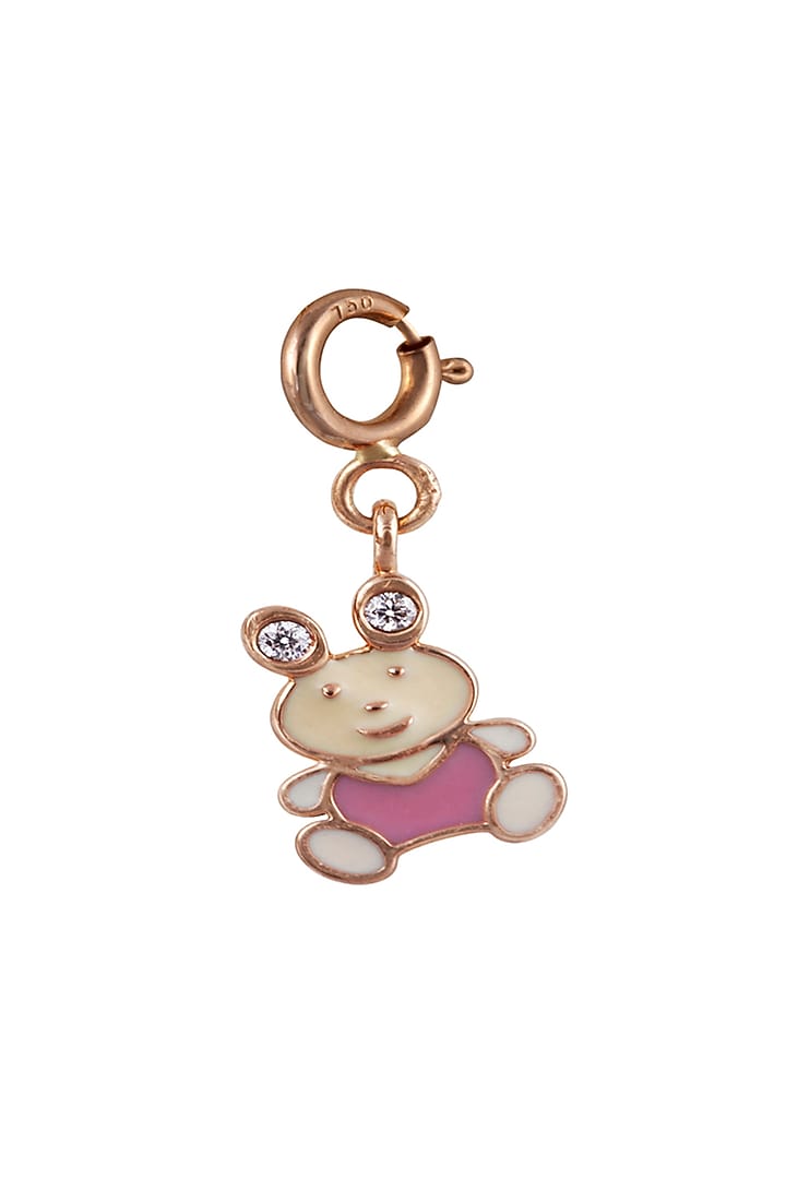 18kt Rose Gold Finish Round Diamond Bunny Charm by Faith By ASM at Pernia's Pop Up Shop