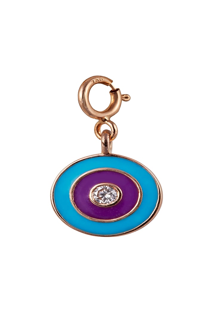 18kt Rose Gold Finish Round Diamond Evil Circle Charm by Faith By ASM at Pernia's Pop Up Shop