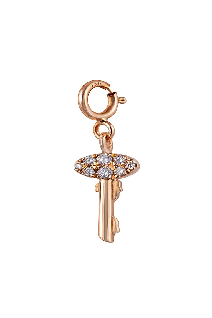 18kt Rose Gold Finish Round Diamond Key Charm by Faith By ASM at Pernia's Pop Up Shop