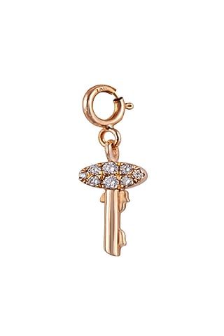 18kt Rose Gold Finish Round Diamond Key Charm by Faith By ASM