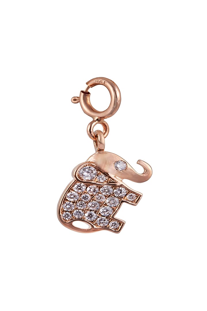 18kt Rose Gold Finish Round Diamond Elephant Charm by Faith By ASM at Pernia's Pop Up Shop