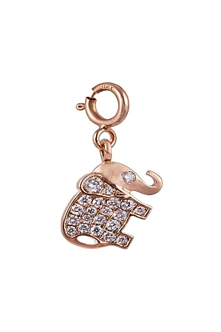 18kt Rose Gold Finish Round Diamond Elephant Charm by Faith By ASM