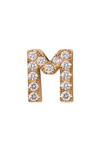 18kt Rose Gold Finish Round Diamond M Pendant by Faith By ASM