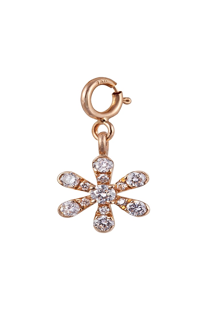 18kt Rose Gold Finish Round Diamond Floral Charm by Faith By ASM at Pernia's Pop Up Shop